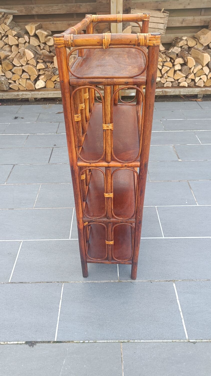 Four-tier rattan shelf