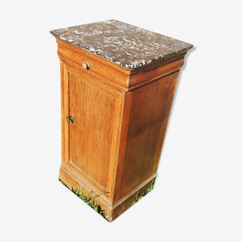Ancienne table de chevet bois & marbre de style Louis Philippe