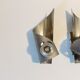 Pair of brushed aluminum sconces UFO 1970