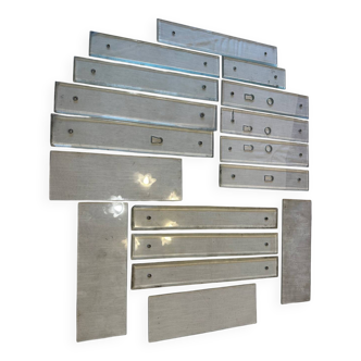 11 bevelled glass cleanliness plaques + 4 Art Deco glass plaques