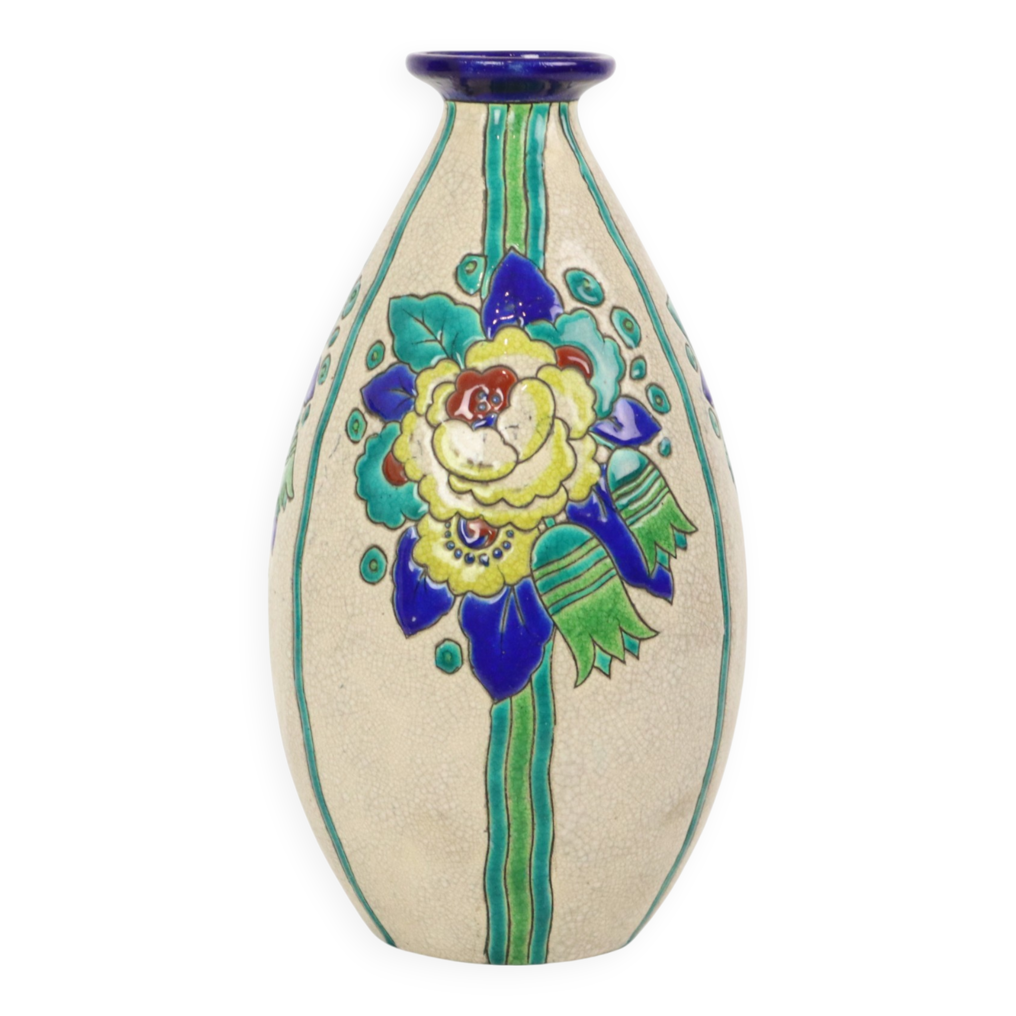 Polychrome Art Deco Vase Charles Catteau Boch Keramis D2366