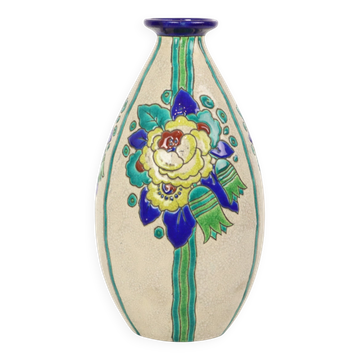 Vase Art Déco Polychrome Charles Catteau Boch Keramis D2366