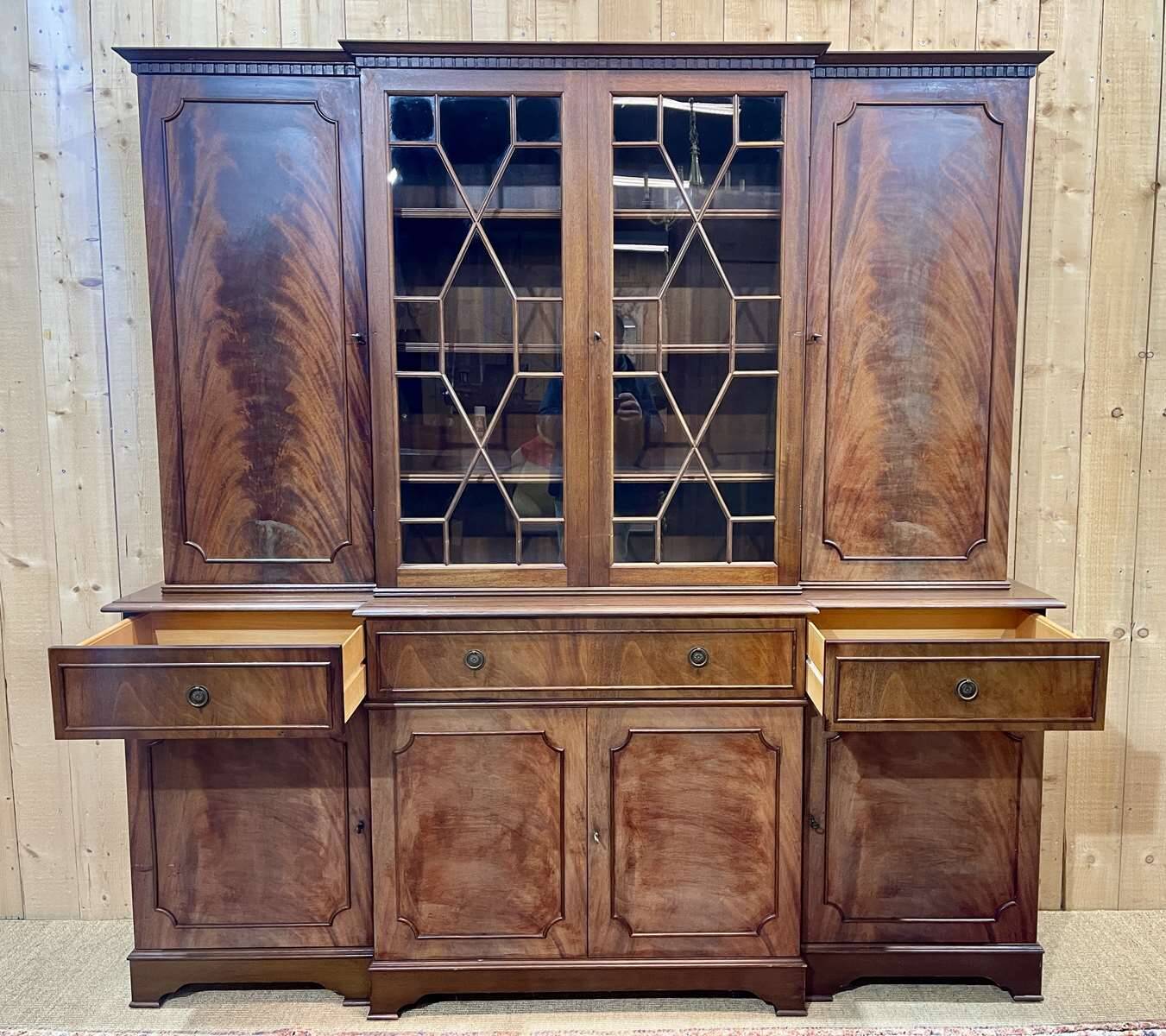 English mahogany secretary bookcase from the 1970s