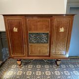 Meuble dressoir ou bar Art Déco, divers placages, bronze et ferronneries, c