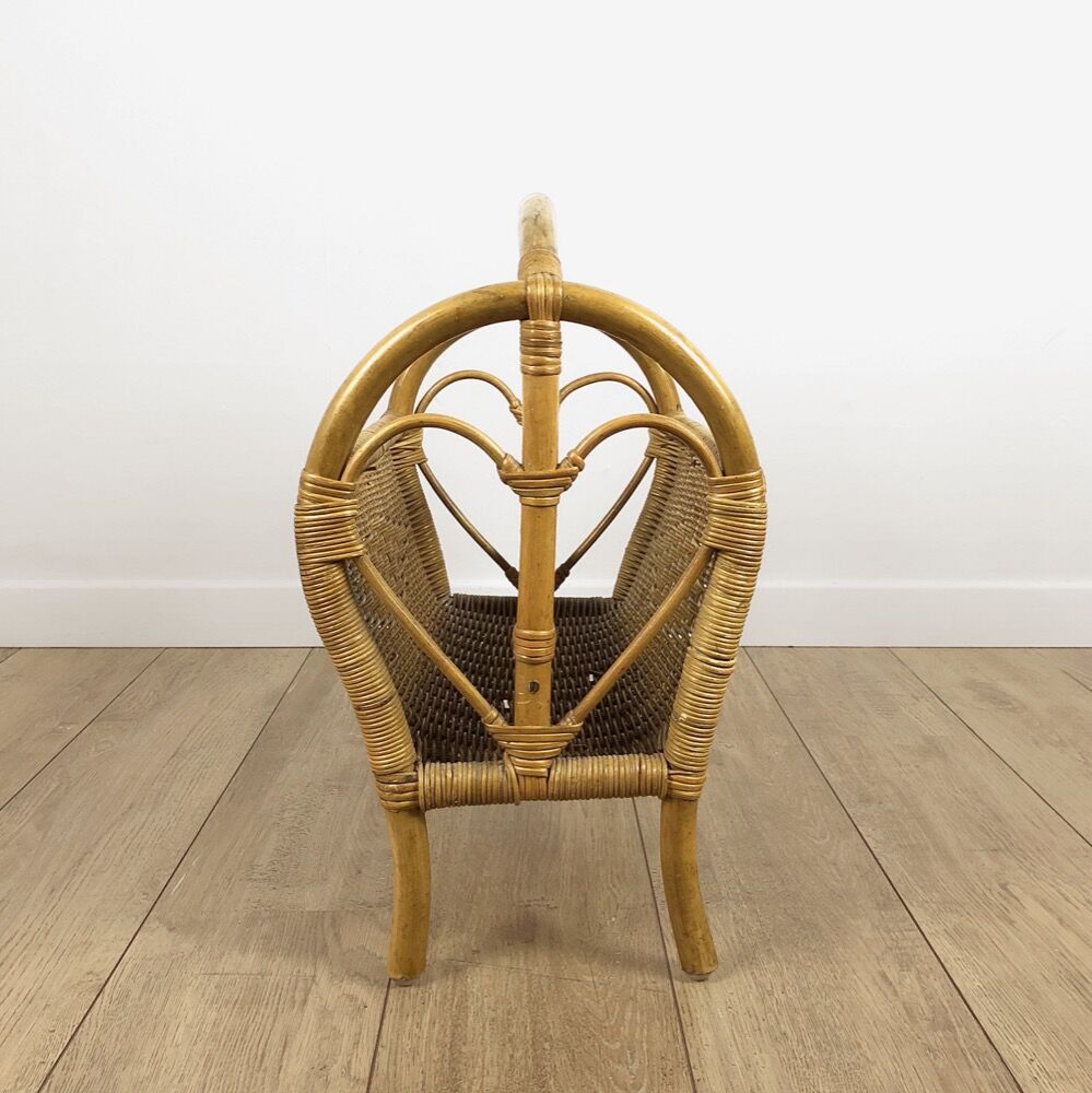 Bamboo and woven rattan magazine holders