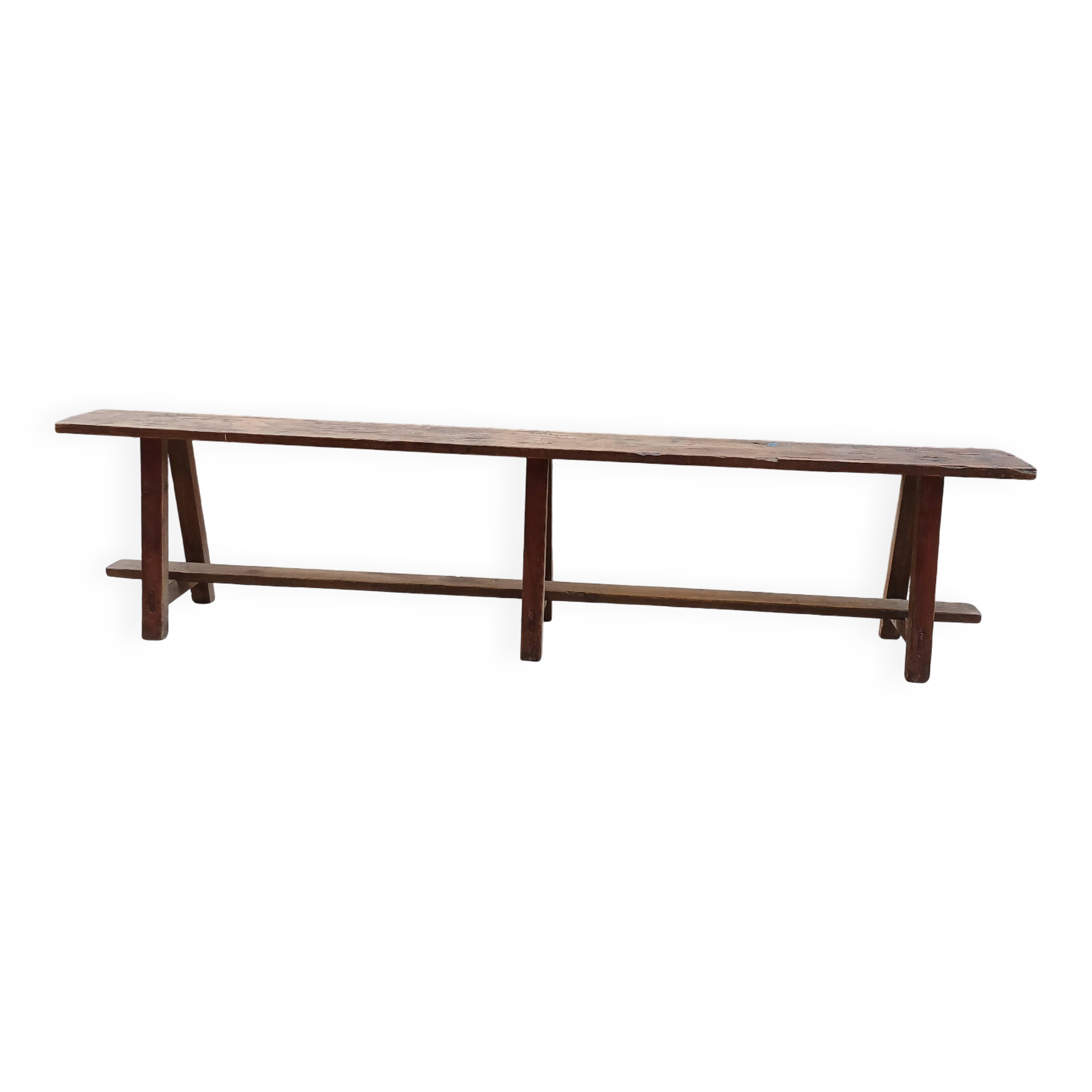 Antique wooden bench from a Catholic school, circa 1900. Beautifully crafted.