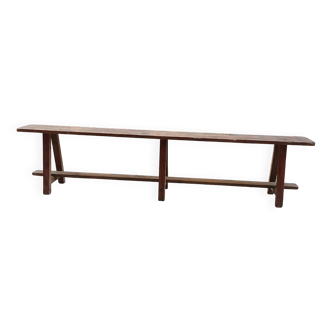 Antique wooden bench from a Catholic school, circa 1900. Beautifully crafted.