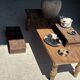 Small low bench in old teak from Indonesia H14 L50