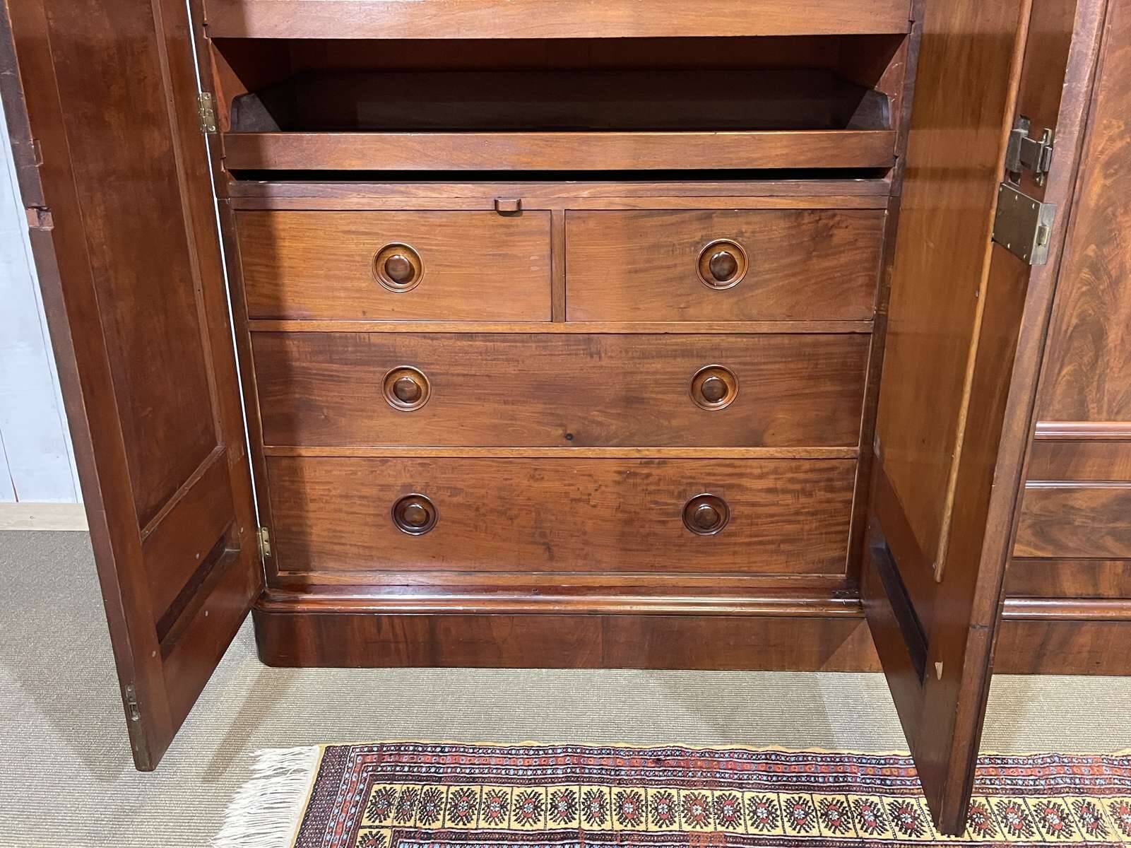 Victorian mahogany dressing wardrobe from the 19th century.