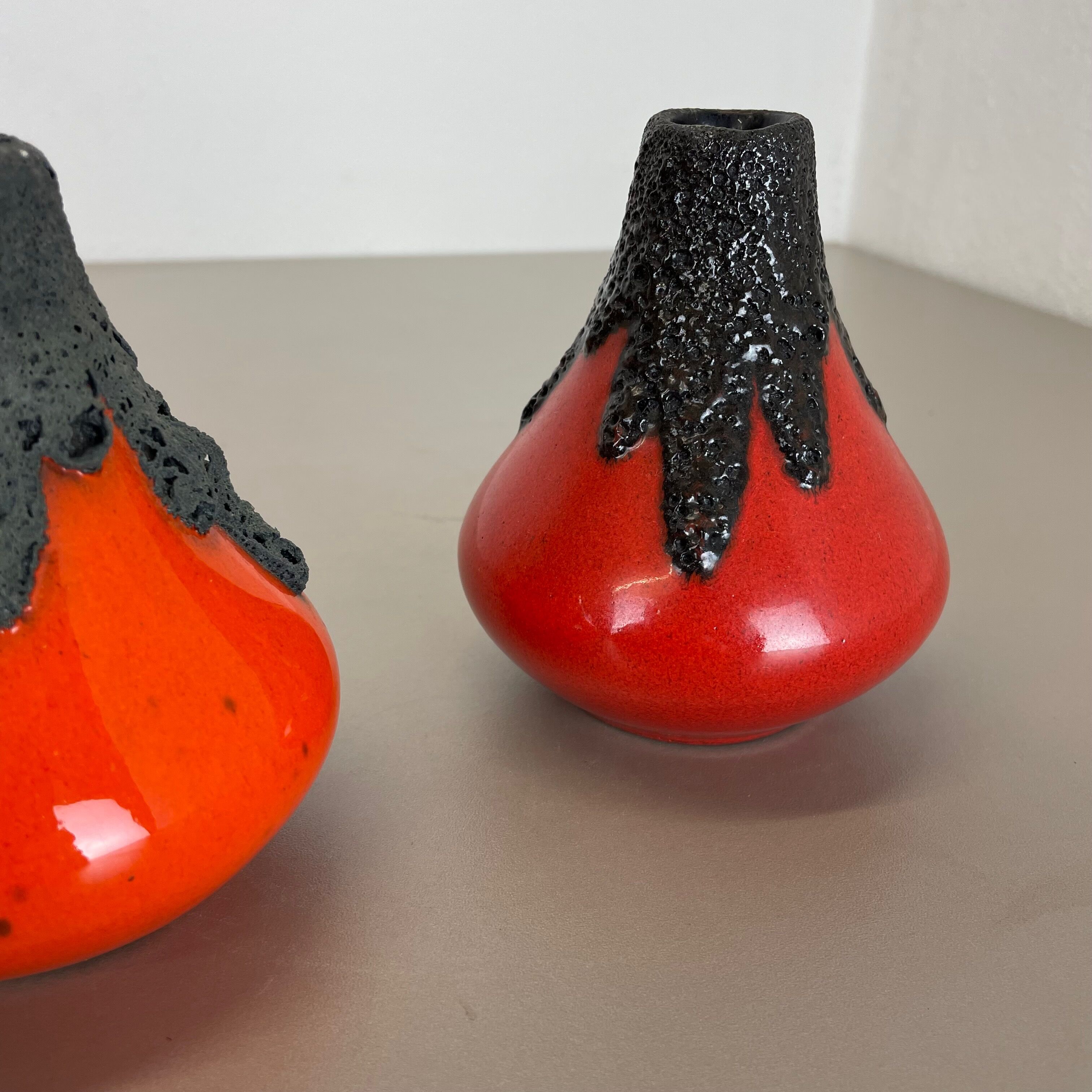 Set of 3 Original 1970 Ceramic Studio Pottery Vase by Roth Ceramics, Germany