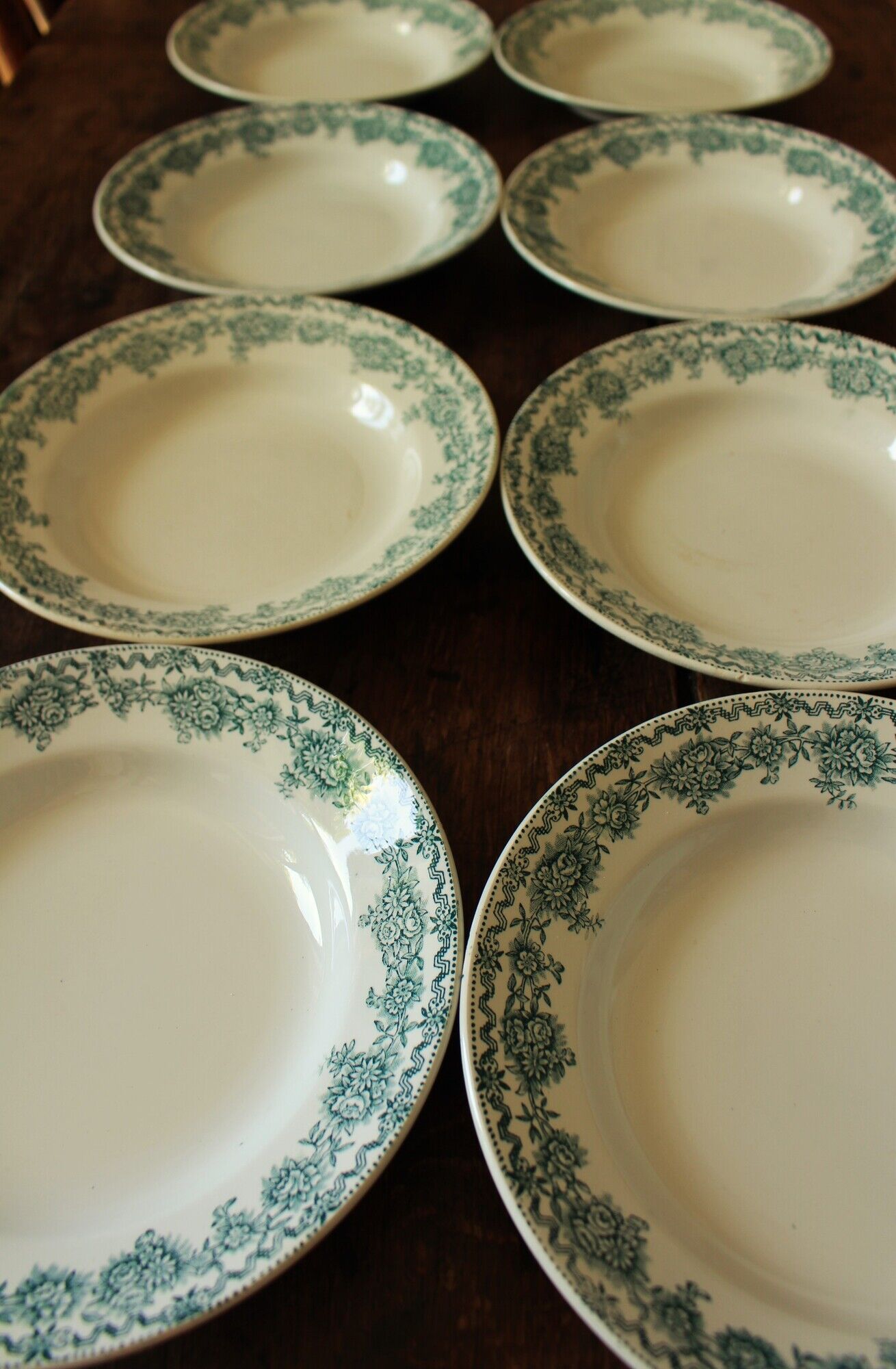 Lot 8 hollow plates Terre de Fert vert Fleurs Argenton Saint Amand