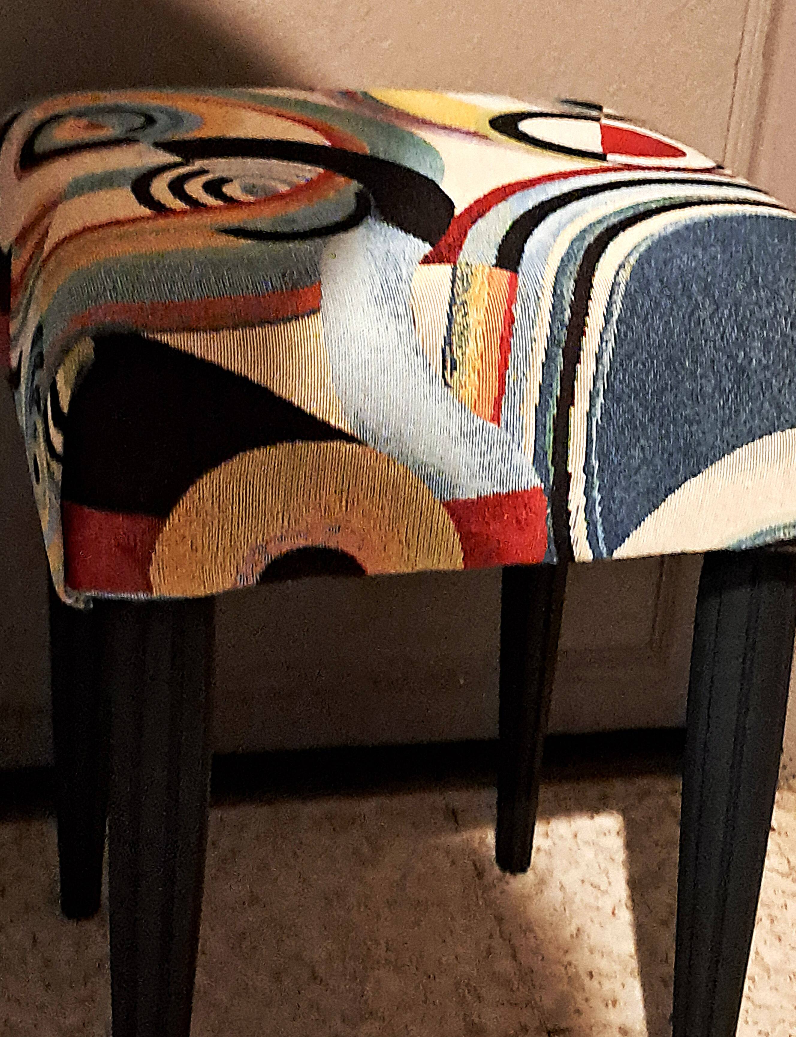 Wooden stool, upholstery restoration, 20th century, occasional furniture