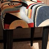 Wooden stool, upholstery restoration, 20th century, occasional furniture