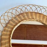 Vintage rattan sun mirror