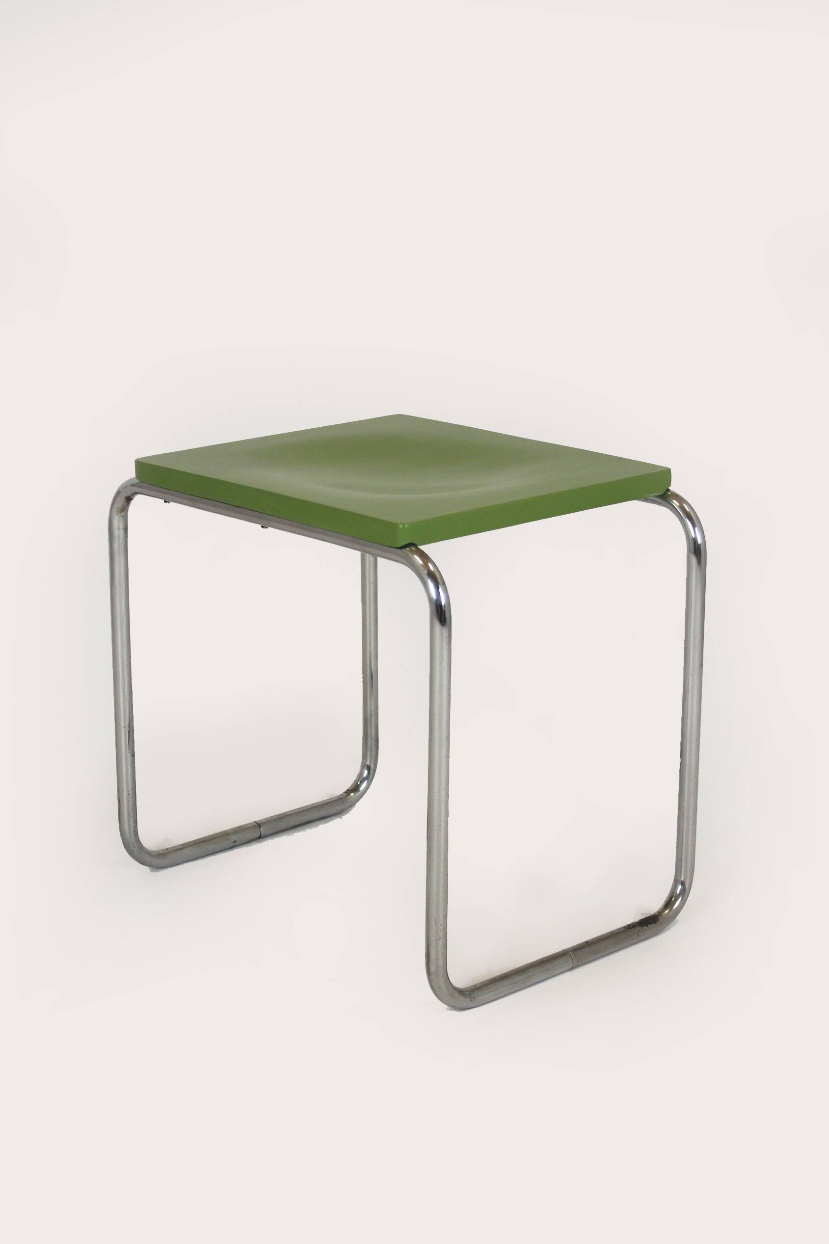 Restored Bauhaus Chromed Tubular Steel Stool from Slezak, 1930s