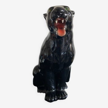 Vintage Seated Panther Sculpture