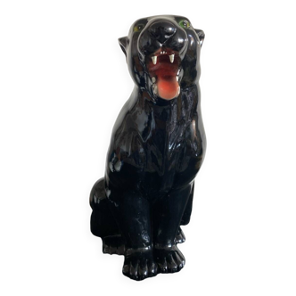 Vintage Sitting Panther Sculpture