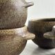 4 stoneware bowls.