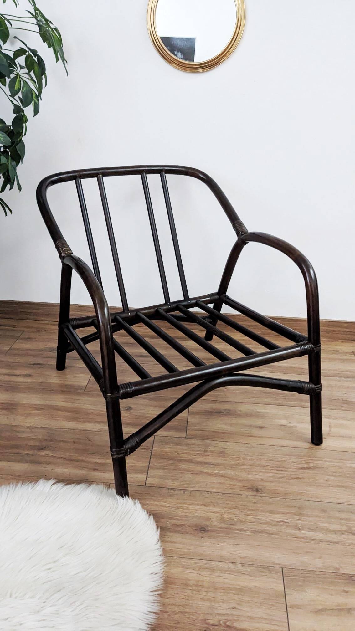 Vintage bamboo and rattan armchair