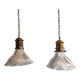 Pair of Holophane wall lamps in grooved glass, 1920s-30s