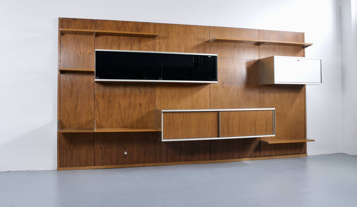 MODULAR WALL SYSTEM WITH ROSEWOOD PANELS GEORGES FRYDMAN 1970s