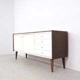 Vintage wooden sideboard with white fronts, 1960s