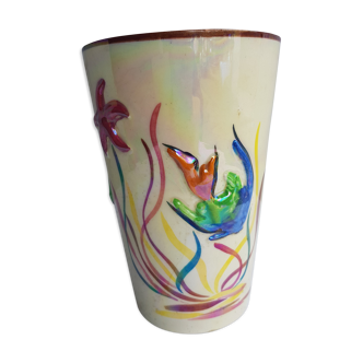 Vintage vase ceramic Monaco decoration fish