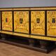 Important buffet / enfilade Art Deco period in polychrome engraved glass.