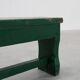 Rustic primitive green farmhouse bench in solid oak, France ca. 1900