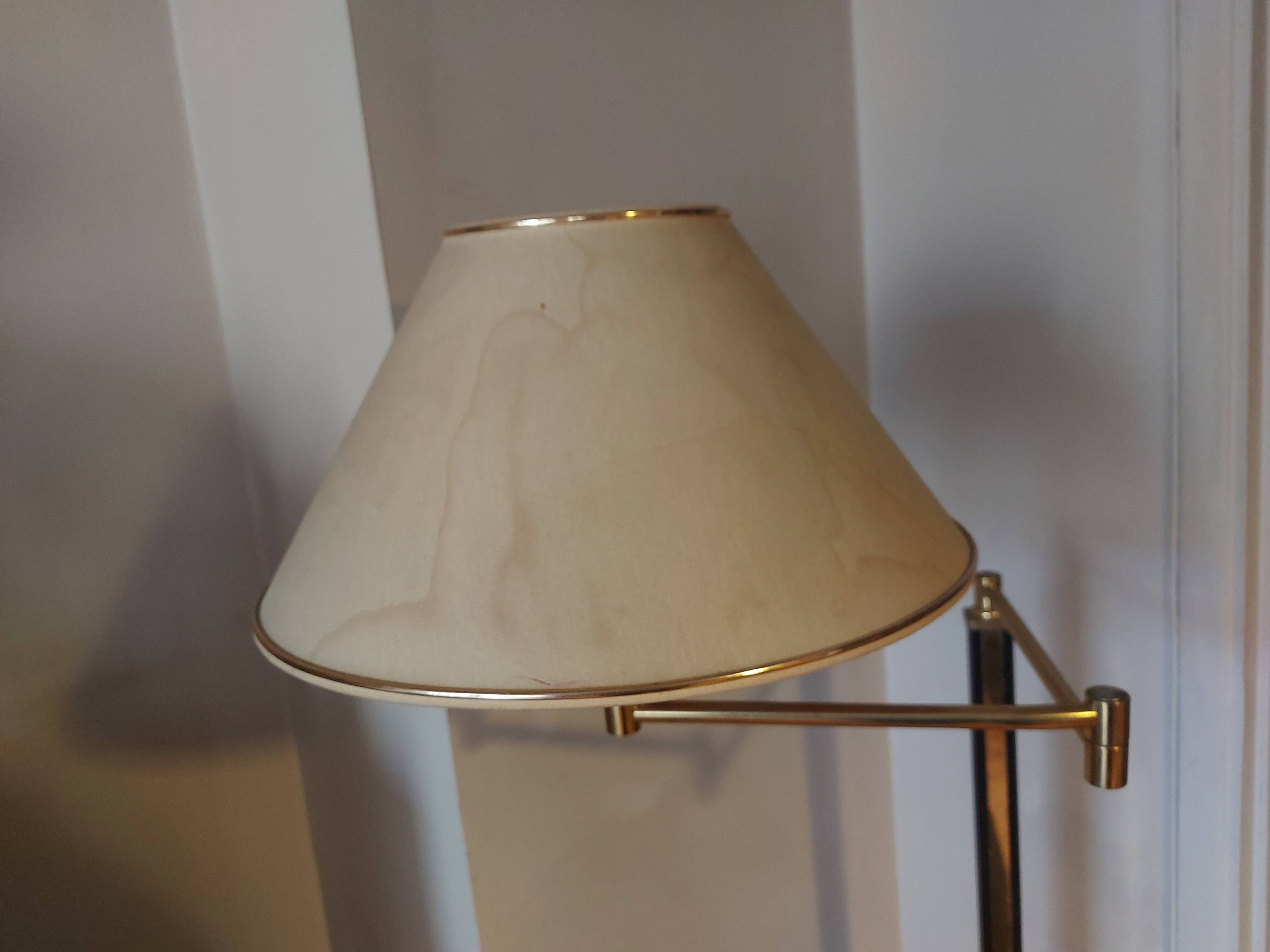 Vintage reading floor lamp in gold metal