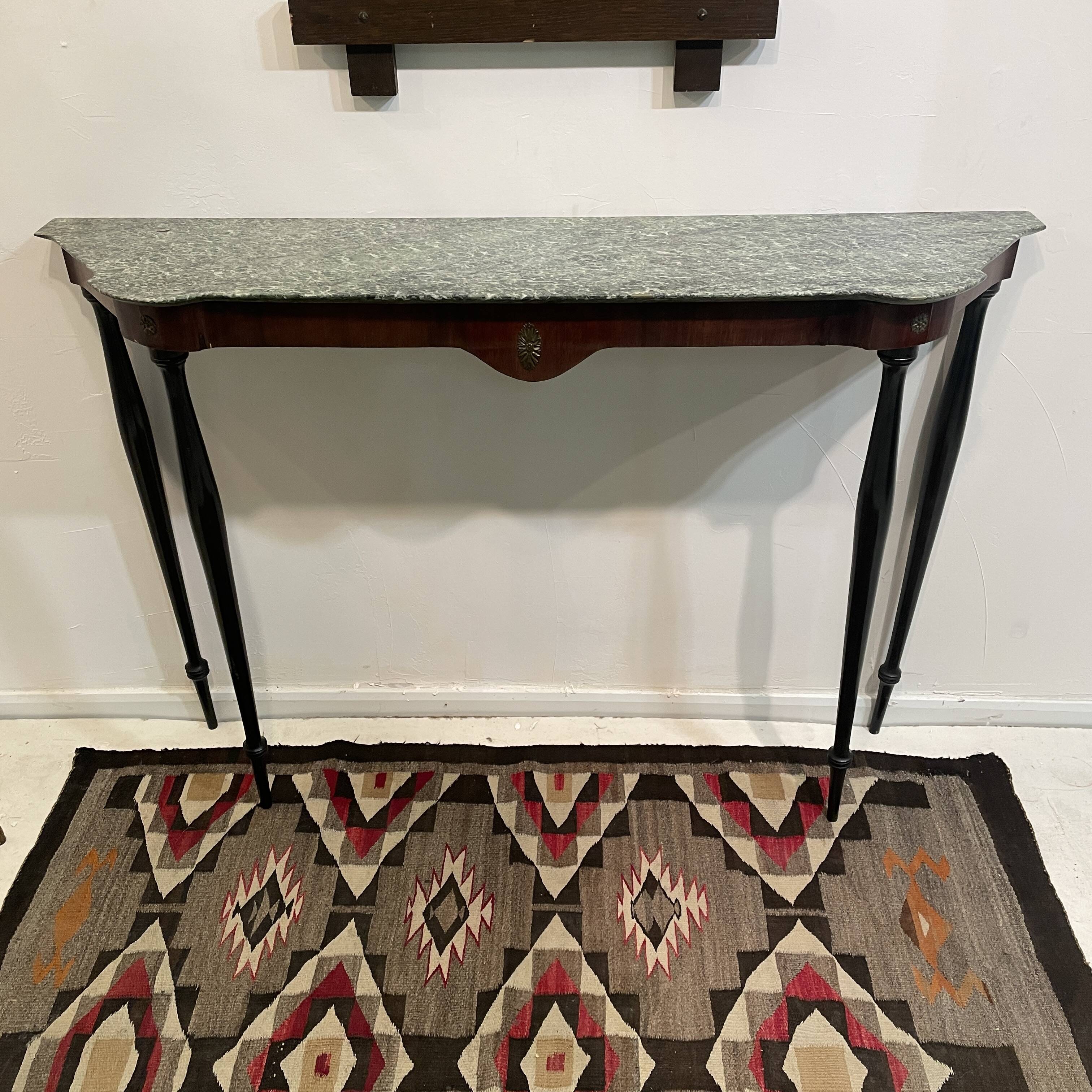 Elegant marble and rosewood console table, Italy, 1950s