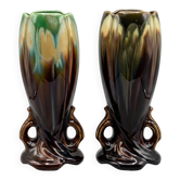 Pair of Art Deco / Mid-Century vases – Belgian earthenware (attributed to Thulin)