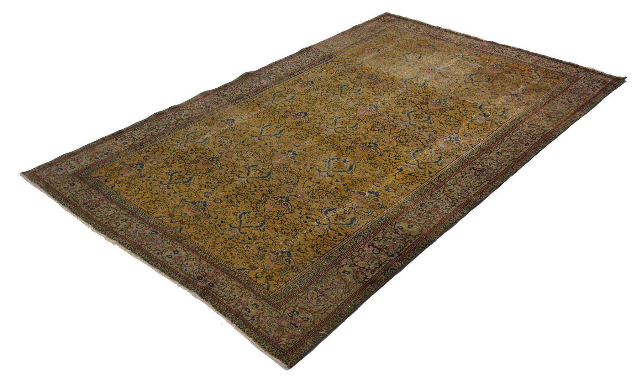 Vintage Turkish Anatolian Carpet 186x283 cm Floral Brown Blue