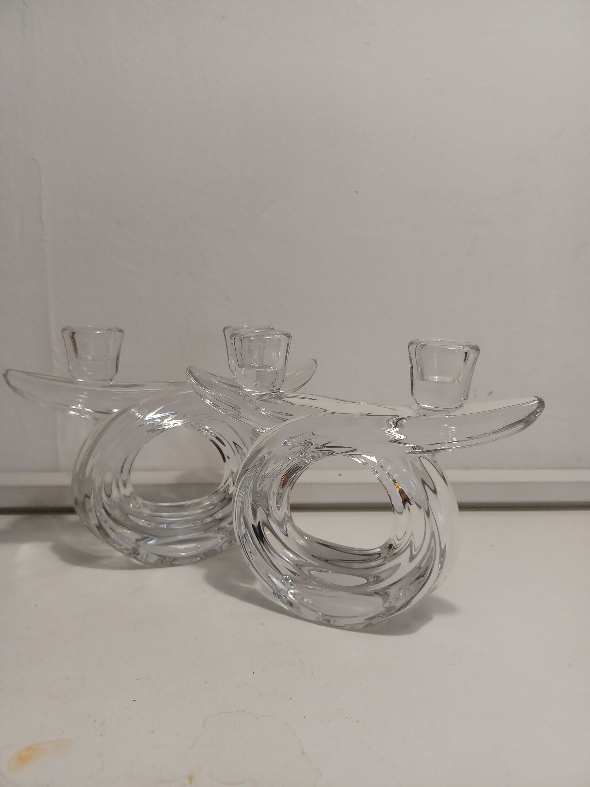Pair of crystal candle holders from Vannes Le Chatel