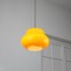 Lampe à suspension italienne du milieu du siècle en verre jaune et laiton
