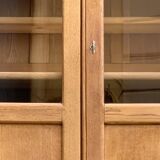 Parisian glass cabinet in solid raw oak, 1950