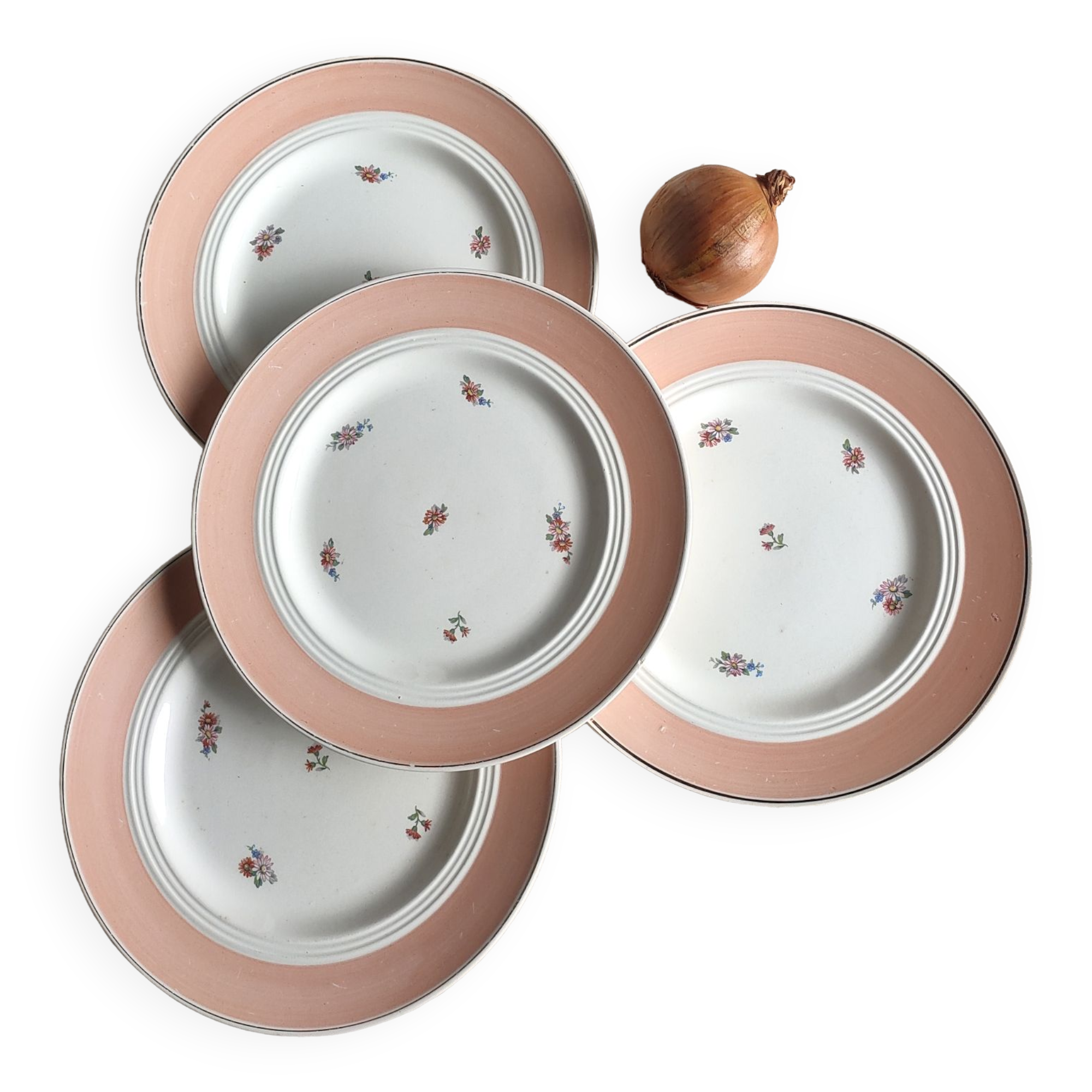 Flat plates pink floral patterns half porcelain ardy