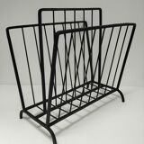 Modernist magazine holder black iron 60s