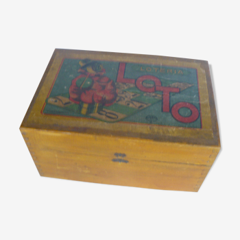 Ancienne boite de loto en bois