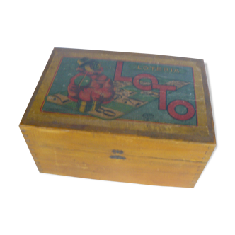 Ancienne boite de loto en bois
