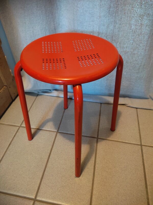 Patinated metal stool