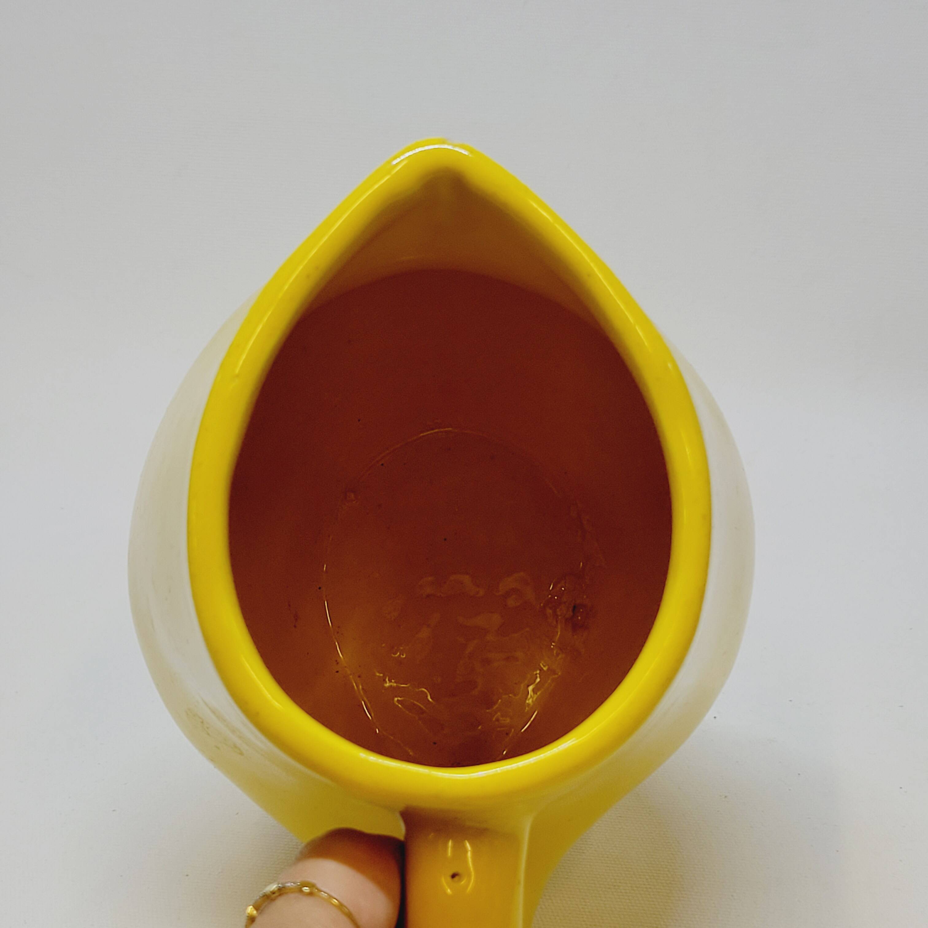 Vintage Bresse PL Poet Laval Yellow Ceramic Pitcher