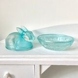 Rabbit-shaped molded glass candy box