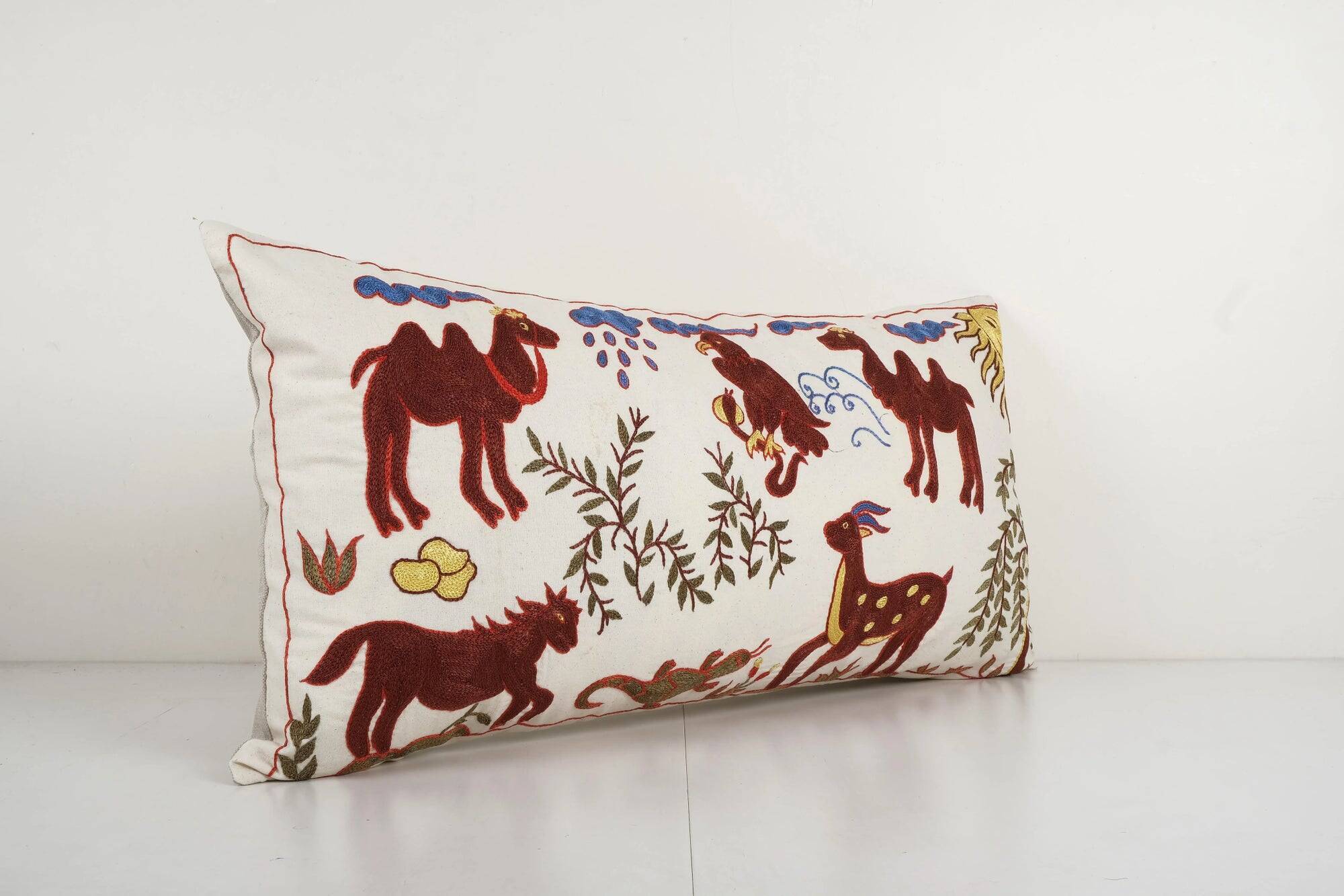 Vintage embroidered cushion cover 46x86 cm