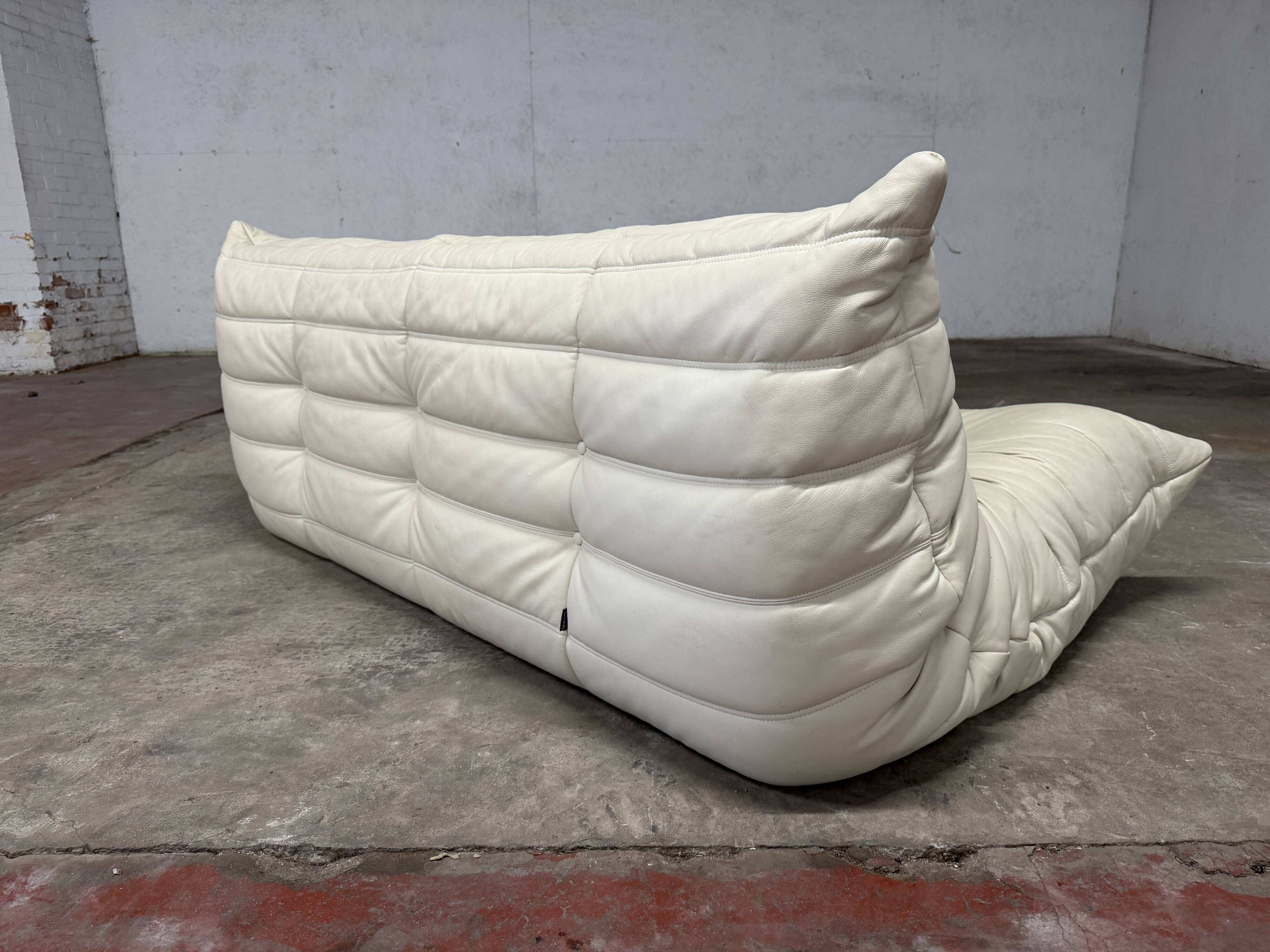 100% authentic ligne roset togo 3-seater beige leather in top condition!