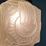 Art Deco suspension in frosted pressed moulded glass, 1920s-30s.