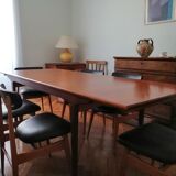 Teak table and 6 chairs, Scandinavian type, 1965