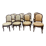 Suite of 12 Louis XVI style chairs model of Georges Jacob with Console Late nineteenth