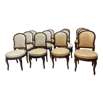 Suite of 12 Louis XVI style chairs model of Georges Jacob with Console Late nineteenth