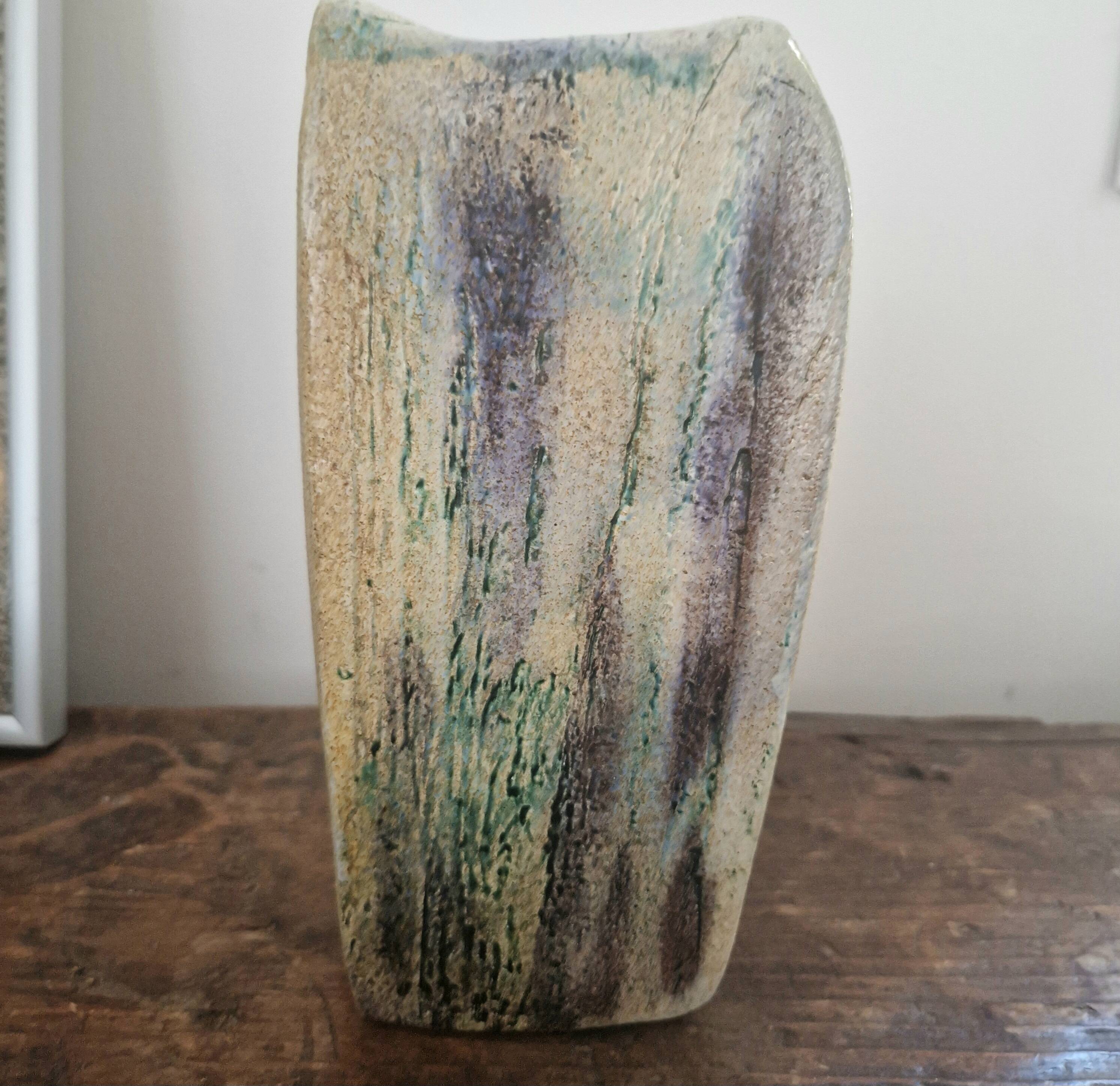 Vase brutaliste monolithe en grès XXe